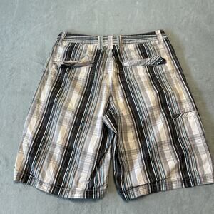 Y2k 2000s Anchor Blue Plaid Shorts Mens 32 90s Retro Hawaiian Colorful Striped